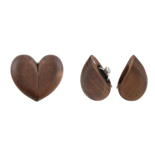 Heart Shaped Wooden Wedding Ring Earring Necklace Storage